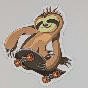 Skateboarding Sloth Sticker